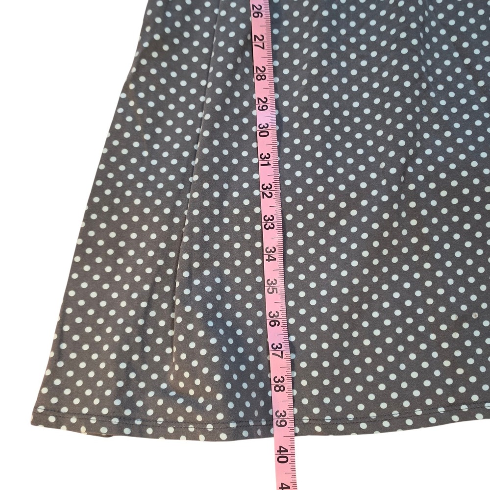 Garnet Hill Women M Dress Gray Polka Dot Sleeveless Empire Waist Green Cotton - Picture 4 of 7